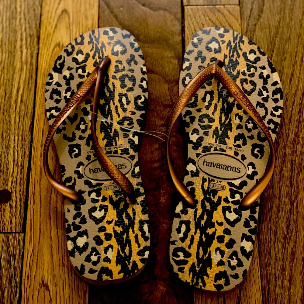 Havaianas slim Animals front flip flop Rose Gold  new with tag size 7/8